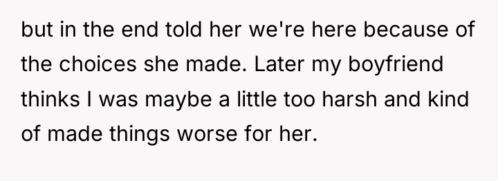 but in the end told her we're here because of...
