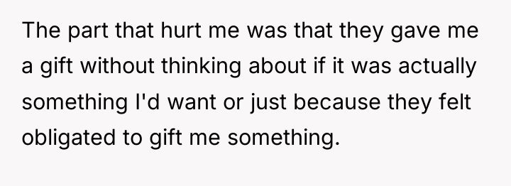 The part that hurt me was that they gave me...