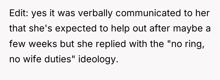 Edit: yes it was verbally communicated to her that she's...