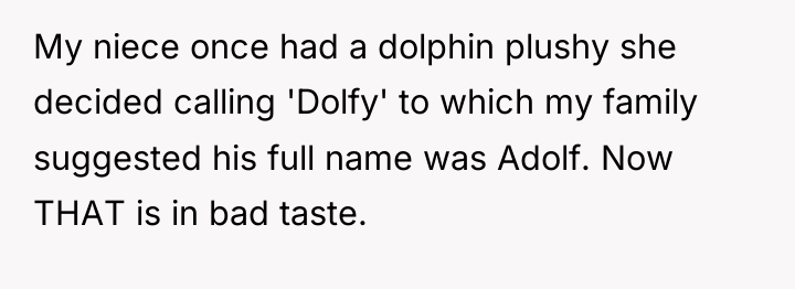 My niece once had a dolphin plushy she decided calling...
