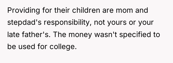 Providing for their children are mom and stepdad's responsibility, not...