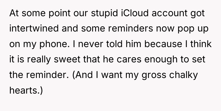At some point our stupid iCloud account got intertwined and...