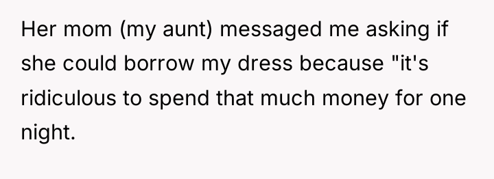 Her mom (my aunt) messaged me asking if she could...