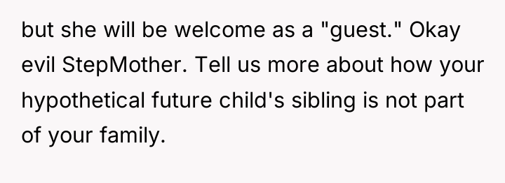 but she will be welcome as a "guest." Okay evil...