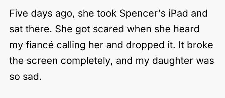 Five days ago, she took Spencer's iPad and sat there....