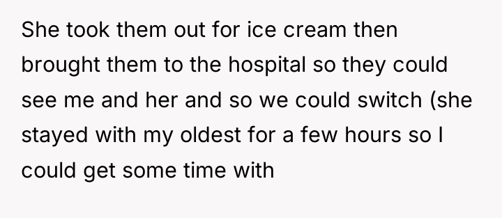 She took them out for ice cream then brought them...