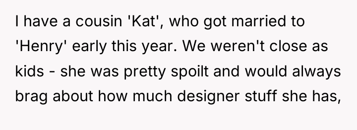 I have a cousin 'Kat', who got married to 'Henry'...