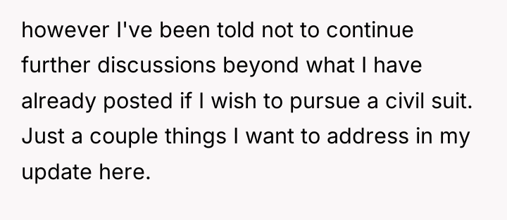 however I've been told not to continue further discussions beyond...