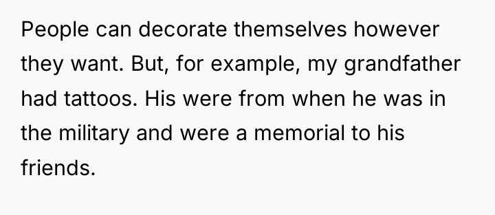 People can decorate themselves however they want. But, for example,...