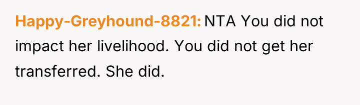 Happy-Greyhound-8821 NTA You did not impact her livelihood. You did...