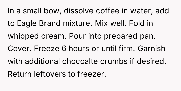 In a small bow, dissolve coffee in water, add to...