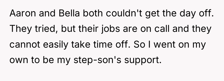Aaron and Bella both couldn't get the day off. They...