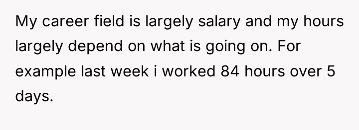 My career field is largely salary and my hours largely...