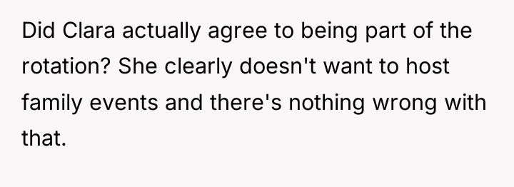 Did Clara actually agree to being part of the rotation?...