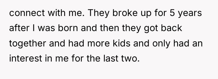 connect with me. They broke up for 5 years after...