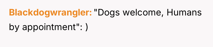 Blackdogwrangler "Dogs welcome, Humans by appointment": )