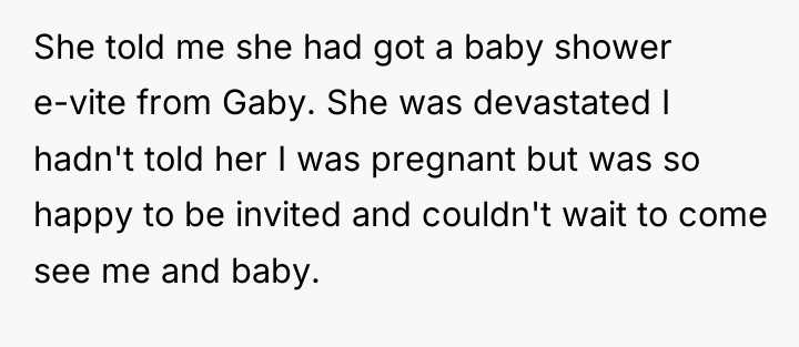 She told me she had got a baby shower e-vite...