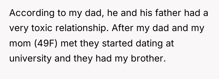 According to my dad, he and his father had a...