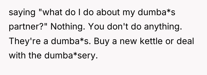 saying "what do I do about my dumba*s partner?" Nothing....