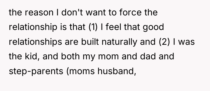 the reason I don't want to force the relationship is...