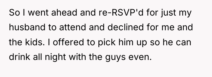 So I went ahead and re-RSVP'd for just my husband...