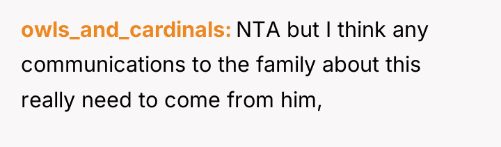 owls_and_cardinals NTA but I think any communications to the family...