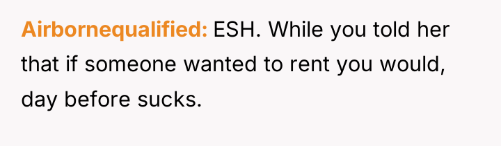 Airbornequalified ESH. While you told her that if someone wanted...