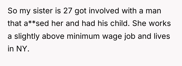 So my sister is 27 got involved with a man...