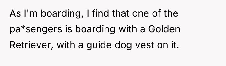 As I'm boarding, I find that one of the pa*sengers...