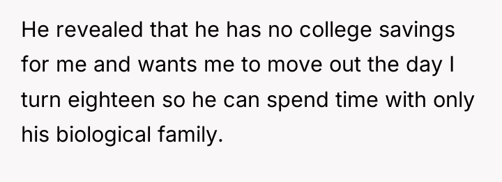 He revealed that he has no college savings for me...
