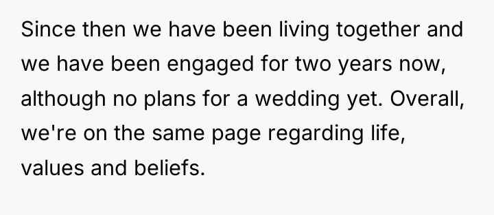 Since then we have been living together and we have...