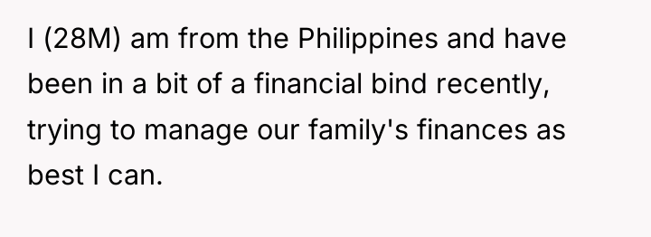 I (28M) am from the Philippines and have been in...