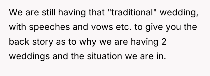 We are still having that "traditional" wedding, with speeches and...