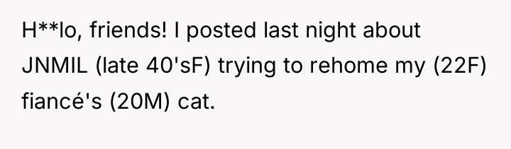 H**lo, friends! I posted last night about JNMIL (late 40'sF)...