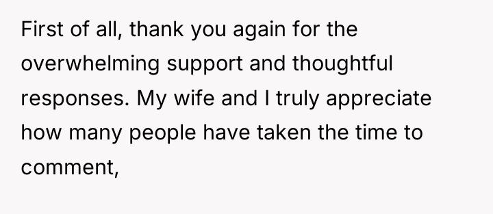 First of all, thank you again for the overwhelming support...