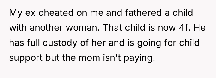 My ex cheated on me and fathered a child with...