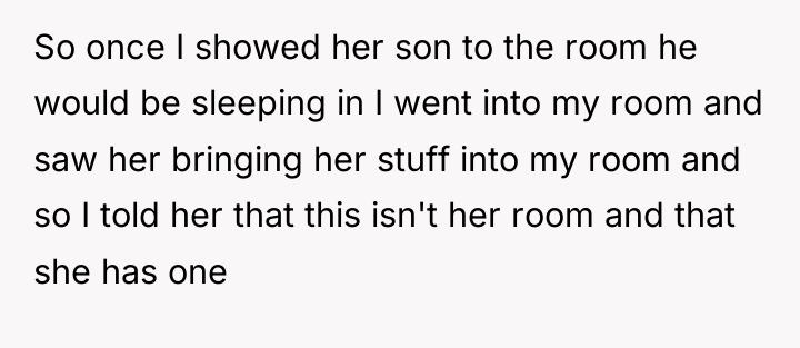 So once I showed her son to the room he...