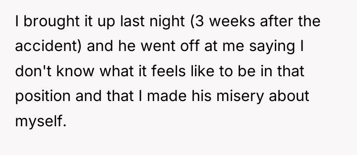 I brought it up last night (3 weeks after the...