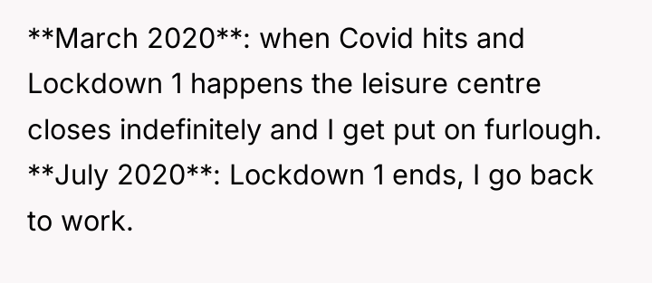 **March 2020**: when Covid hits and Lockdown 1 happens the...