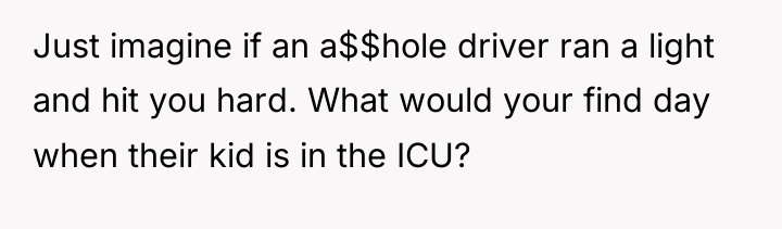 Just imagine if an a$$hole driver ran a light and...
