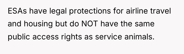ESAs have legal protections for airline travel and housing but...