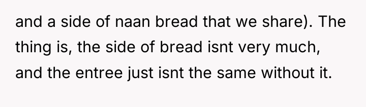 and a side of naan bread that we share). The...