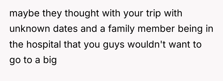 maybe they thought with your trip with unknown dates and...