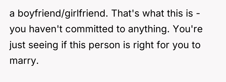 a boyfriend/girlfriend. That's what this is - you haven't committed...