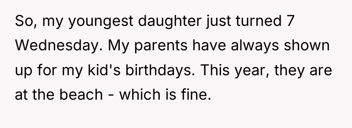 So, my youngest daughter just turned 7 Wednesday. My parents...