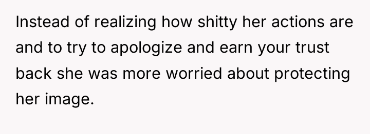 Instead of realizing how shitty her actions are and to...