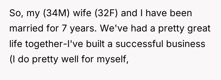 So, my (34M) wife (32F) and I have been married...
