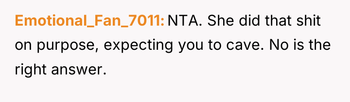 Emotional_Fan_7011 NTA. She did that shit on purpose, expecting you...