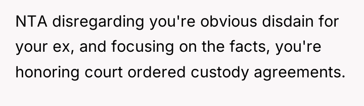 NTA disregarding you're obvious disdain for your ex, and focusing...