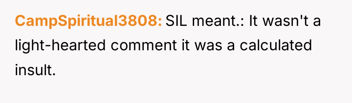 CampSpiritual3808 SIL meant.: It wasn't a light-hearted comment it was...